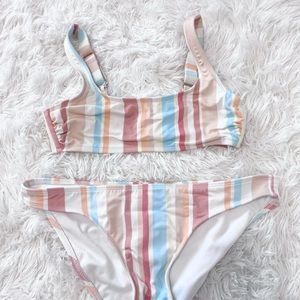 pastel striped bikini
